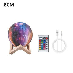 3D Starry Galaxy Moon Lamp 16 Colors Remote Rechargeable Sky Galaxy Light Planet Nebula Night light Bedside Table Decor